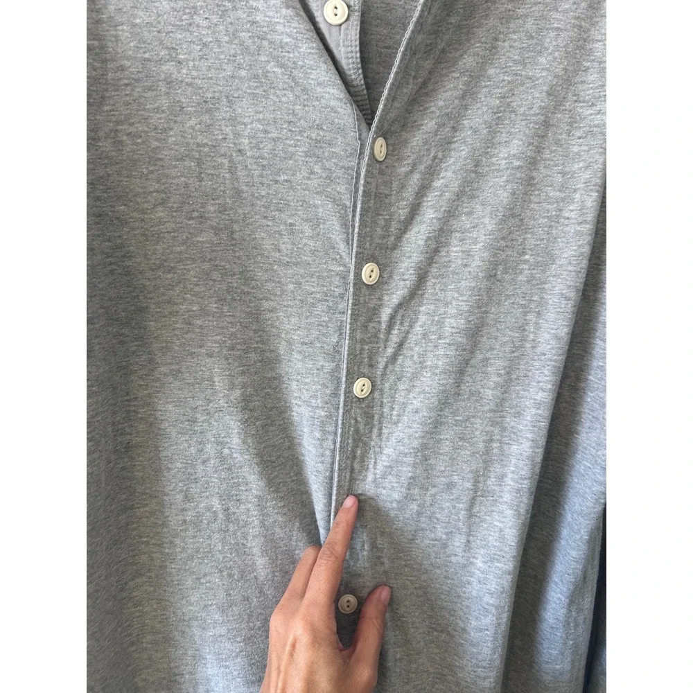 Vintage J Crew Union Suit Gray Cotton‎ Long Sleeve Button Front One Piece SZ L